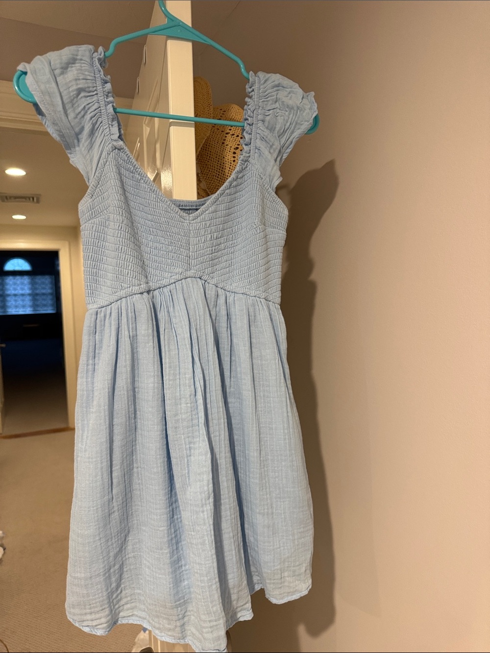 Hollister Light Blue Smocked Bodice Mini Dress